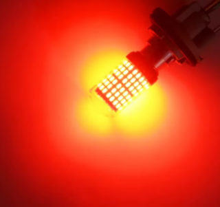 Bec auto led BAY15D 1157 P21 5W, 144LED SMD, lumina rosie, 2 faze, pozitie si stop pe frana, BZRSH