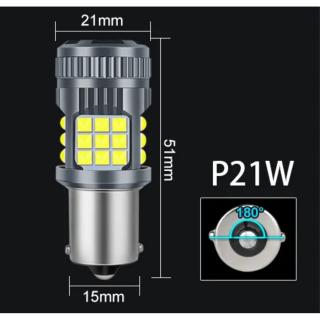 Bec LED P21W   BA15S   1156, DRL Lumini de Zi, Marsarier, 30W, 2800LM, 6000K Alb Rece, 36 SMD 3030, Ventilator Integrat, Canbus Integrat, fara eroare de bec ars, 12V
