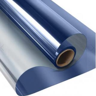 Folie Reflexiva Pentru Geamuri, montare pe interior cu Efect de Oglinda si Protectie Solara UV, Albastru, 45 x 300 cm, TopBazar