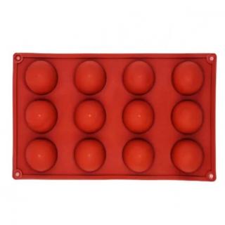 Forma Silicon pentru ciocolata, bomboane, prajituri, TopBazar, 12 semisfere, 28 x 17 cm, Maro