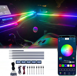 Kit 18 in 1 lumini ambientale dinamice auto RGB acrilic, wireless