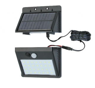 Lampa LED cu incarcare solara cu senzor de miscare si panou extern 30LED  IP65