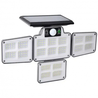 Lampa solara LED cu 4 casete, 3 moduri de iluminare,  telecomanda si senzor de miscare, 30W