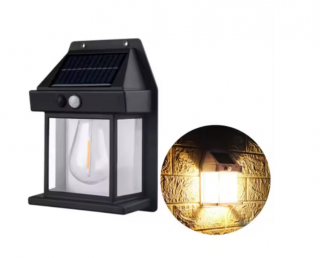 Lampa solara LED de perete cu senzor de miscare, 3 moduri de iluminare,  lumina calda