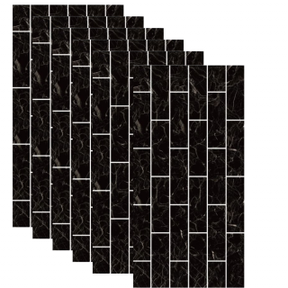 Set 10 x tapet autoadeziv decorativ BZRSH, spuma moale, lavabil, adeziv puternic, usor de montat, suprafata acoperire 1.8 mp, 30x60 cm, 1.7mm grosime, negru