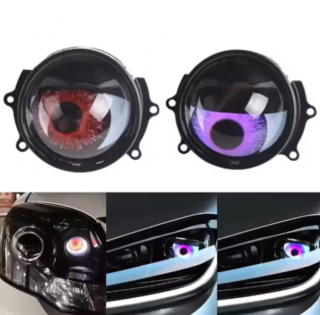 Set 2 Lupe Devil Eyes cu Display LED de 3 inch, Telecomanda, 6 Moduri de Iluminare, Ideale pentru Retrofit Faruri sau Proiectoare, Compatibile cu diverse modele auto, rezistenta IP67, BZRSH