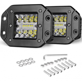 Set 2 Proiectoare auto LED 48W, 14LED 3 randuri 12 24V, aluminiu