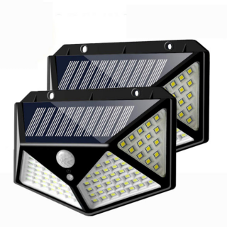 Set 2 x Lampi 100 LED cu panou solar, senzor de miscare, 600LM