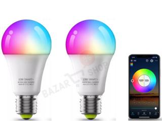 Set 2x Bec inteligent LED RGB Smart, 10W, Wifi, aplicatie telefon mobil, dimabil