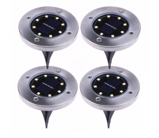 Set 4x Lampi Solare Pentru Gradina Cu Fixare In Pamant, 8 LED, Rezistent La Apa Si Interperii, Lumina Puternica, Senzor de lumina