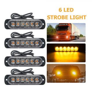 Set 4x Stroboscop 6 LED, lumina portocalie