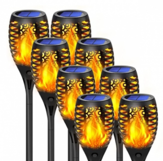 Set 8 x Lampa solara tip torta cu efect flacara 49 cm