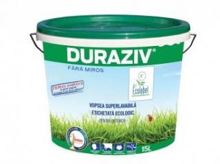 DURAZIV FARA MlROS ECOLABEL, cu Kauciuc VOPSEA SUPER LAVABILA ALBA SI BAZA DE COLORARE