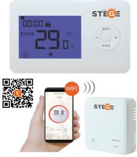 Termostat programabil, Wireless, LCD, iluminare LED, Stege WT200 WI-FI, control prin telefon.