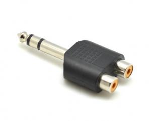 Adaptor Jack 6.3mm Tata ,   2xRCA Mama, Model Negru, pentru Sisteme Audio