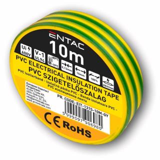 Banda Izolatoare, Galben-Verde, 0.13x15mm, 10m Lungime, Entac - pentru Cabluri Electrice