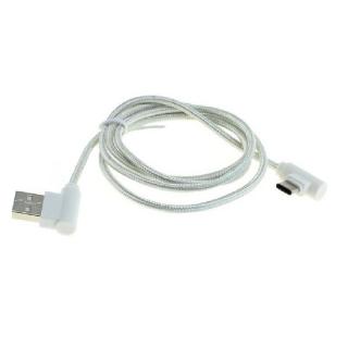 Cablu USB A - USB Tip C, Model Alb, 1 M Lungime - Cablu de Date Textil, Incarcator Mufe Tip C