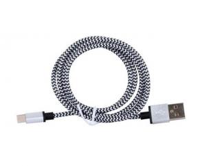 Cablu USB A - USB Tip C, Model Zebra, 2m Lungime - Cablu de Date Textil, Incarcator Mufe Tip C