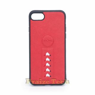 Husa Toc iPhone 8, TPU Leather Arrow, din Piele Ecologica, Model Rosu - Carcasa pentru Protectie Antisoc Smartphone