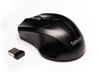 Mouse Wireless Spacer, Negru, 1600 DPI, SPMO-W02 - Ideal pentru Birou sau Acasa