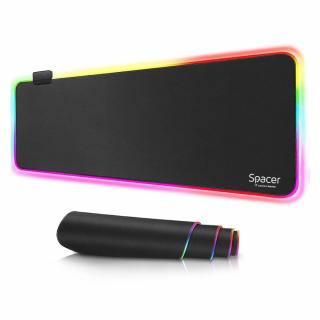 Mousepad Spacer Gaming, RGB-B, 900x300mm, Cauciuc si Textil ,   Iluminare RGB