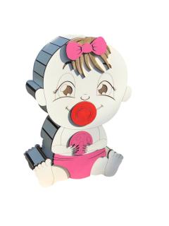 Cutie cadou din lemn, model fata bebelus, 32x22x9cm