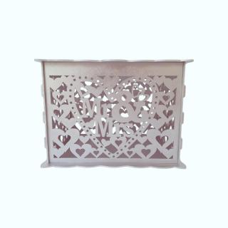 Cutie de bani pentru cununia civila din HDF, argintiu, 30x24x22.5CM