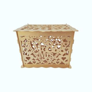 Cutie de bani pentru cununia civila din HDF, auriu, 30x24x22.5CM
