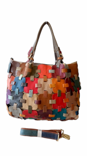 Geanta Dama Piele Naturala Multicolora Nuria G03282