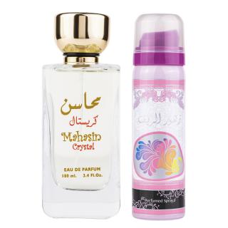 Set Mahasin Crystal, apa de parfum 100 ml si deodorant 50 ml, femei