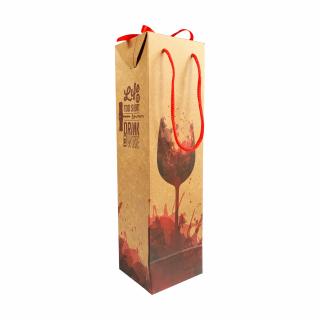 SET 10 Boxbag pungi cadou kraft model pahare pentru 1 sticla vin (35x10x9 cm)