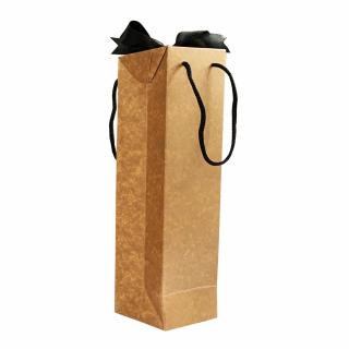 SET 10 Boxbag pungi cadou kraft natur pentru 1 sticla vin (35x10x9 cm)