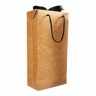 SET 10 Boxbag pungi cadou kraft natur pentru 2 sticle vin (35x18x9 cm)