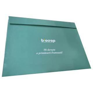 Set 100 plic premium C5 (162x229 mm) personalizat, plastifiat si banda dublu adeziva (pealseal)