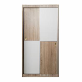Dulap 2 usi  culisante  Manacor, pal stejar sonoma/ alb , 100 x  60 x 202 cm