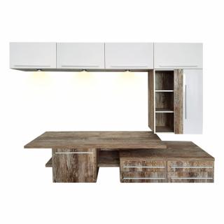 LIving Estella lux, pal Country brown/ usi MDF alb ,  300 x  49 x 200 cm