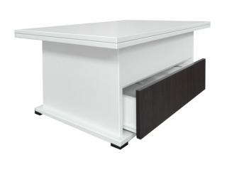 Masuta cafea extensibila Locarno, cu sertar ,   Alb / Negru, 900 x 700 x 470 mm