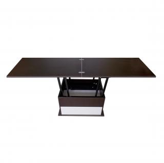 Masuta cafea extensibila Locarno,cu sertar, Wenge/ alb, 900 x 700 x 470 mm