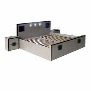 Pat matrimonial  Valencia I,1800 x 2000, pal Bronz/ decor MDF Negru, somiera rabatabila