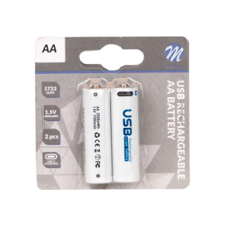 Set 2 acumulatori AA 1733mAh 2500mwh, USB-C