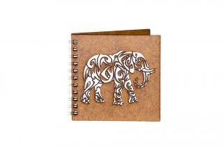 Agenda 10x10 personalizata din lemn cu elefant perforat