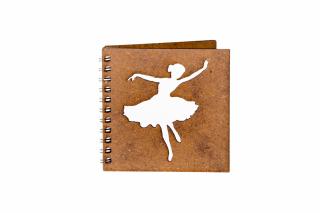 Agenda 10x10 personalizata din lemn cu o balerina