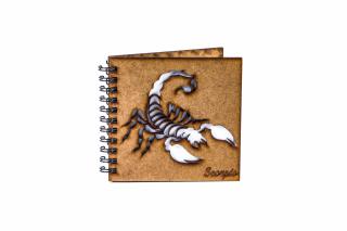 Agenda 10x10 personalizata din lemn cu zodie SCORPION