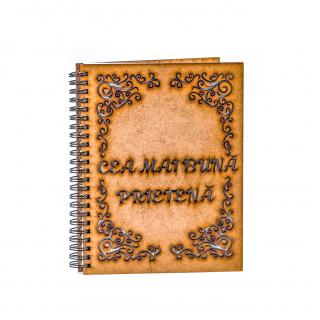 Agenda A5 personalizata din lemn - Cea mai buna prietena!