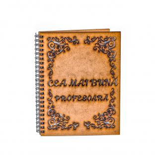 Agenda A5 personalizata din lemn - Cea mai buna profesoara!