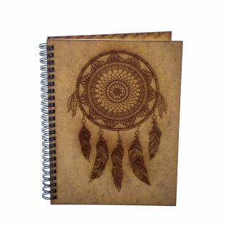 Agenda A5 personalizata din lemn cu dreamcatcher