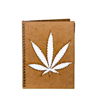 Agenda A5 personalizata din lemn cu frunza de marijuana