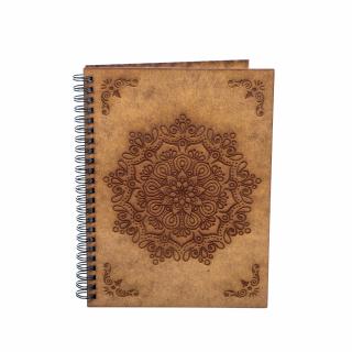 Agenda A5 personalizata din lemn cu mandala model indian