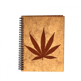 Agenda A5 personalizata din lemn cu Marijuana