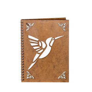 Agenda A5 personalizata din lemn cu pasare colibri